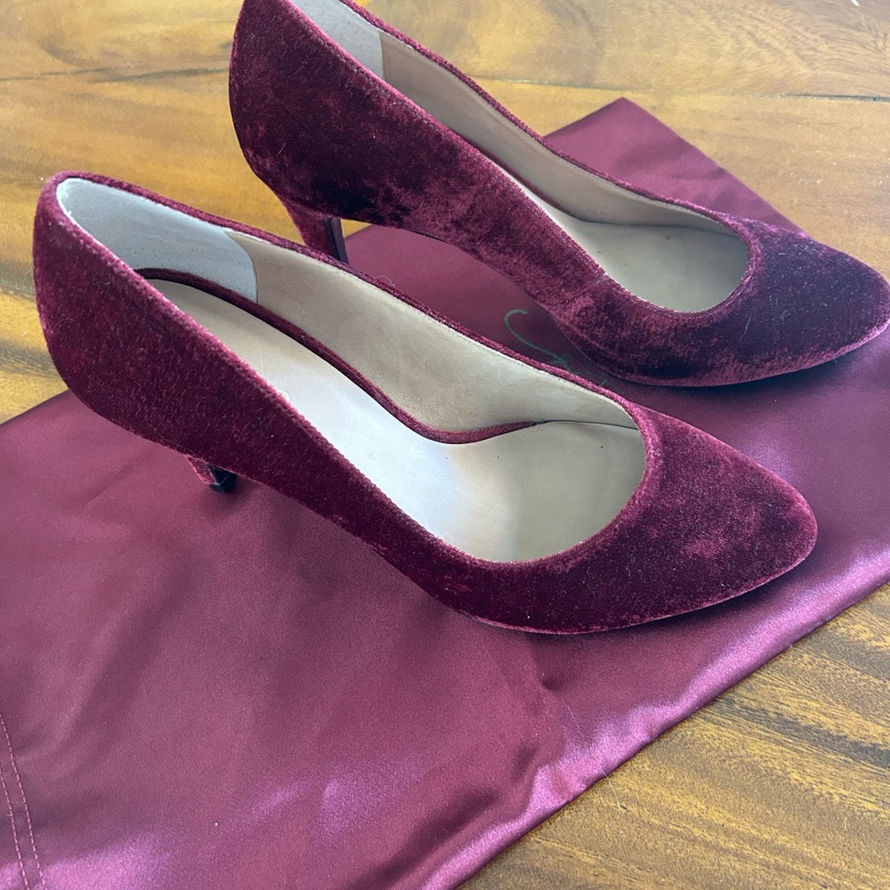 Elegant Velvet Burgundy Heels - never worn